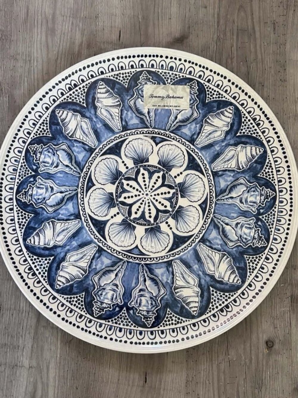 NEW Tommy Bahama Blue & White Seashells Lazy Susan